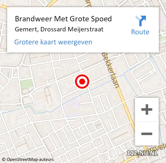 Locatie op kaart van de 112 melding: Brandweer Met Grote Spoed Naar Gemert, Drossard Meijerstraat op 27 april 2022 13:14