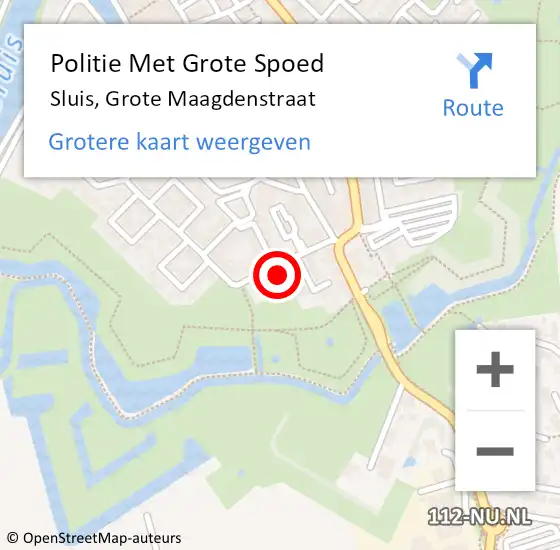 Locatie op kaart van de 112 melding: Politie Met Grote Spoed Naar Sluis, Grote Maagdenstraat op 27 april 2022 13:19