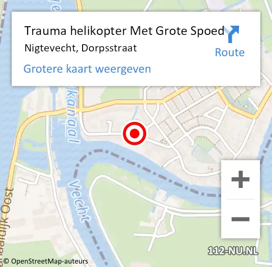 Locatie op kaart van de 112 melding: Trauma helikopter Met Grote Spoed Naar Nigtevecht, Dorpsstraat op 27 april 2022 13:21