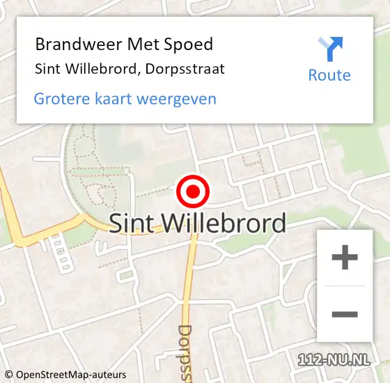 Locatie op kaart van de 112 melding: Brandweer Met Spoed Naar Sint Willebrord, Dorpsstraat op 27 april 2022 13:25