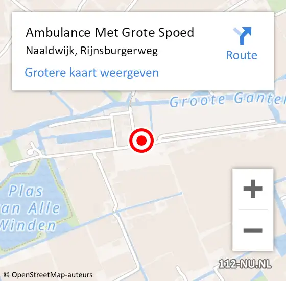 Locatie op kaart van de 112 melding: Ambulance Met Grote Spoed Naar Naaldwijk, Rijnsburgerweg op 27 april 2022 13:30