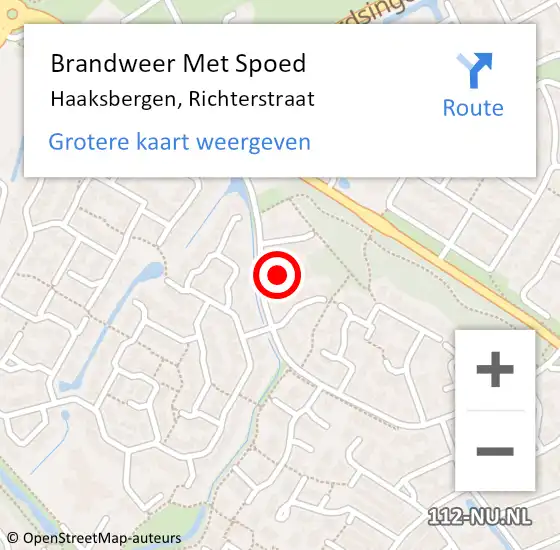 Locatie op kaart van de 112 melding: Brandweer Met Spoed Naar Haaksbergen, Richterstraat op 27 april 2022 13:31