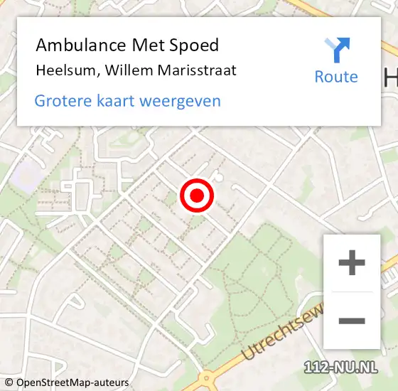 Locatie op kaart van de 112 melding: Ambulance Met Spoed Naar Heelsum, Willem Marisstraat op 27 april 2022 13:32