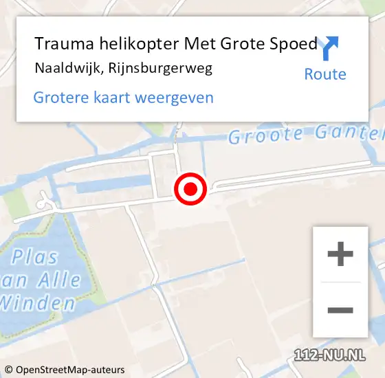 Locatie op kaart van de 112 melding: Trauma helikopter Met Grote Spoed Naar Naaldwijk, Rijnsburgerweg op 27 april 2022 13:34