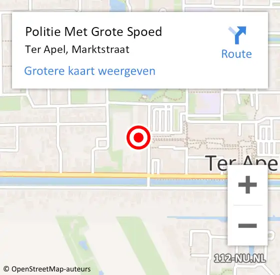 Locatie op kaart van de 112 melding: Politie Met Grote Spoed Naar Ter Apel, Marktstraat op 27 april 2022 13:56