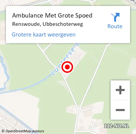 Locatie op kaart van de 112 melding: Ambulance Met Grote Spoed Naar Renswoude, Ubbeschoterweg op 27 april 2022 14:06