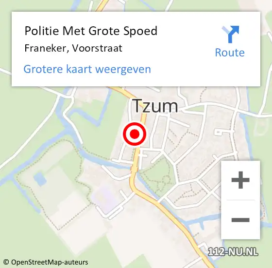 Locatie op kaart van de 112 melding: Politie Met Grote Spoed Naar Franeker, Voorstraat op 27 april 2022 14:09