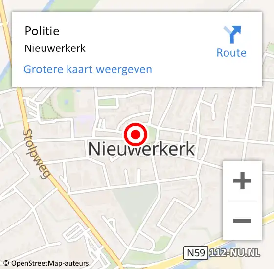 Locatie op kaart van de 112 melding: Politie Nieuwerkerk op 27 april 2022 14:12