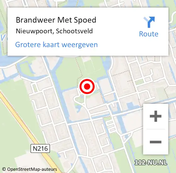 Locatie op kaart van de 112 melding: Brandweer Met Spoed Naar Nieuwpoort, Schootsveld op 27 april 2022 14:34