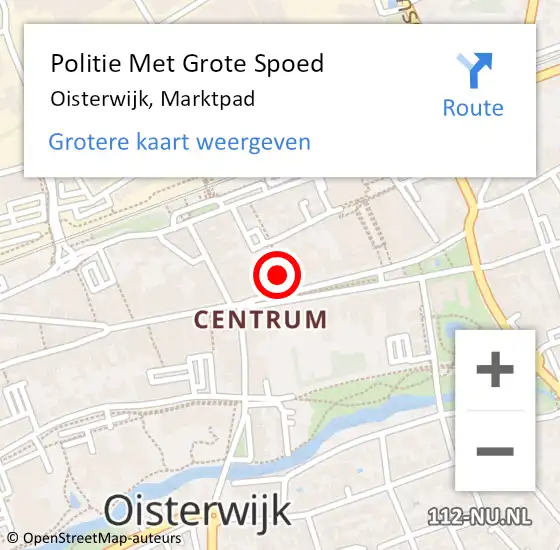 Locatie op kaart van de 112 melding: Politie Met Grote Spoed Naar Oisterwijk, Marktpad op 27 april 2022 14:47