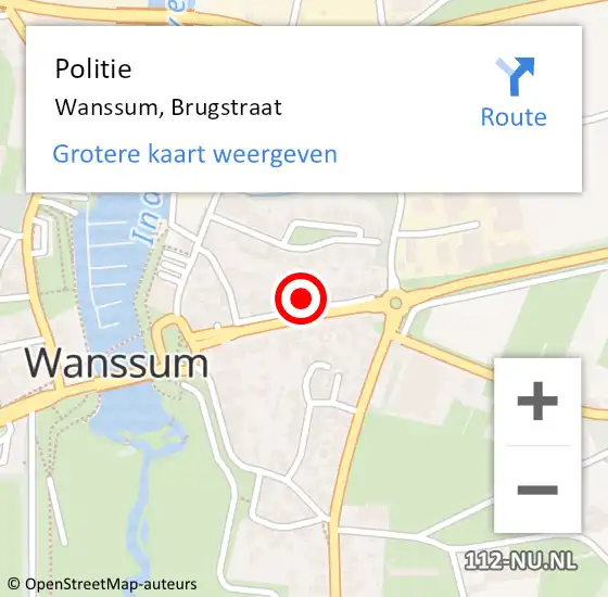 Locatie op kaart van de 112 melding: Politie Wanssum, Brugstraat op 27 april 2022 14:54