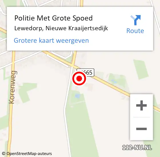 Locatie op kaart van de 112 melding: Politie Met Grote Spoed Naar Lewedorp, Nieuwe Kraaijertsedijk op 27 april 2022 14:56