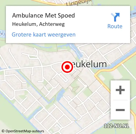 Locatie op kaart van de 112 melding: Ambulance Met Spoed Naar Heukelum, Achterweg op 27 april 2022 15:02