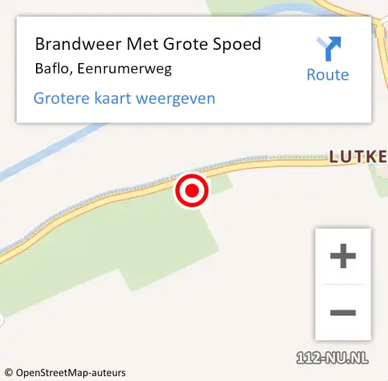 Locatie op kaart van de 112 melding: Brandweer Met Grote Spoed Naar Baflo, Eenrumerweg op 27 april 2022 15:04