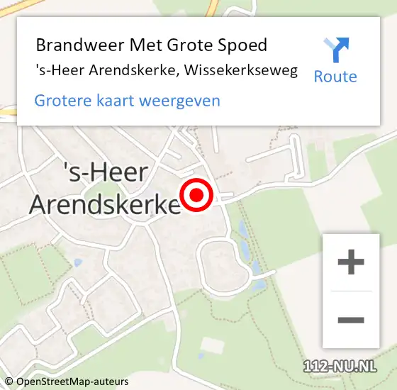 Locatie op kaart van de 112 melding: Brandweer Met Grote Spoed Naar 's-Heer Arendskerke, Wissekerkseweg op 27 april 2022 15:51