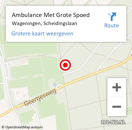 Locatie op kaart van de 112 melding: Ambulance Met Grote Spoed Naar Wageningen, Scheidingslaan op 27 april 2022 15:52