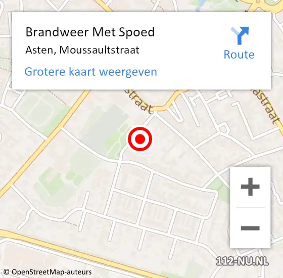 Locatie op kaart van de 112 melding: Brandweer Met Spoed Naar Asten, Moussaultstraat op 27 april 2022 15:54