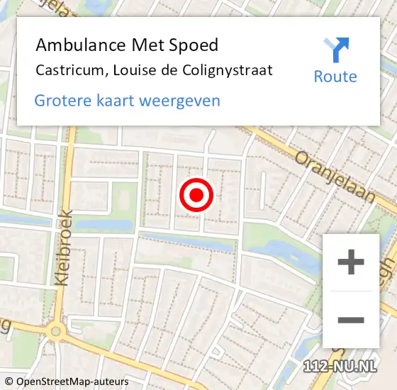 Locatie op kaart van de 112 melding: Ambulance Met Spoed Naar Castricum, Louise de Colignystraat op 27 april 2022 15:58