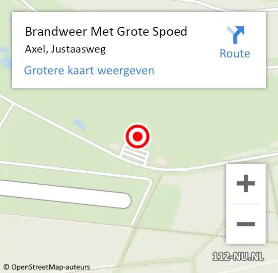 Locatie op kaart van de 112 melding: Brandweer Met Grote Spoed Naar Axel, Justaasweg op 27 april 2022 16:03