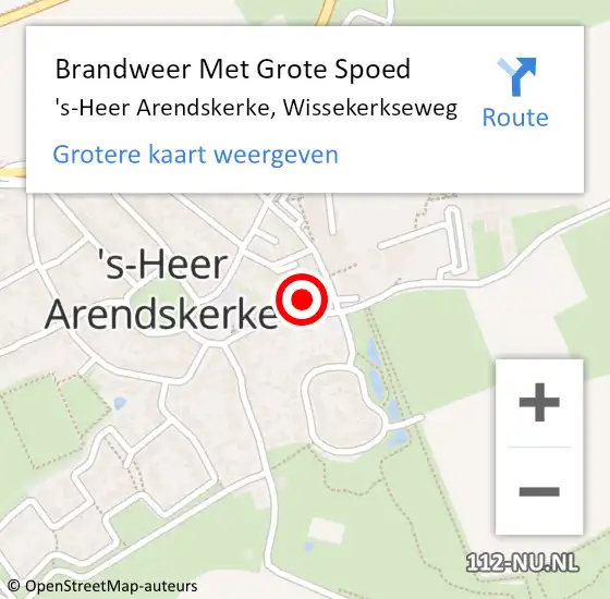 Locatie op kaart van de 112 melding: Brandweer Met Grote Spoed Naar 's-Heer Arendskerke, Wissekerkseweg op 27 april 2022 16:05