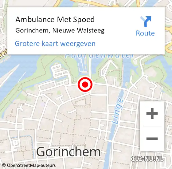 Locatie op kaart van de 112 melding: Ambulance Met Spoed Naar Gorinchem, Nieuwe Walsteeg op 27 april 2022 16:29