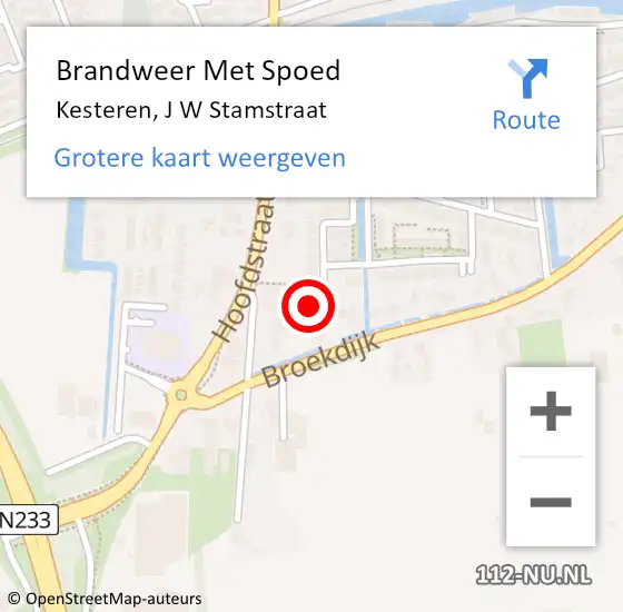 Locatie op kaart van de 112 melding: Brandweer Met Spoed Naar Kesteren, J W Stamstraat op 27 april 2022 16:33