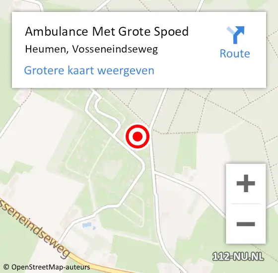 Locatie op kaart van de 112 melding: Ambulance Met Grote Spoed Naar Heumen, Vosseneindseweg op 27 april 2022 16:47