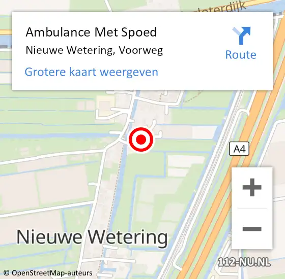 Locatie op kaart van de 112 melding: Ambulance Met Spoed Naar Nieuwe Wetering, Voorweg op 27 april 2022 16:51