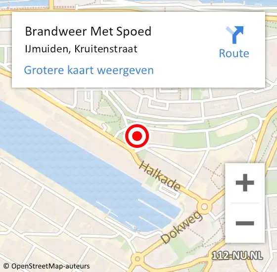 Locatie op kaart van de 112 melding: Brandweer Met Spoed Naar IJmuiden, Kruitenstraat op 27 april 2022 17:09