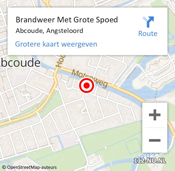 Locatie op kaart van de 112 melding: Brandweer Met Grote Spoed Naar Abcoude, Angsteloord op 27 april 2022 17:23