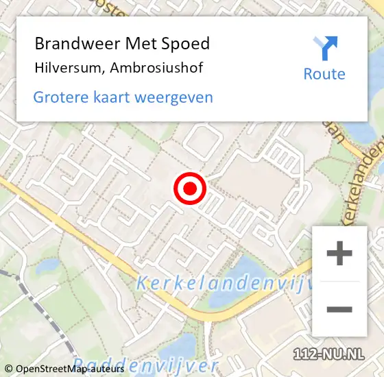 Locatie op kaart van de 112 melding: Brandweer Met Spoed Naar Hilversum, Ambrosiushof op 27 april 2022 17:25