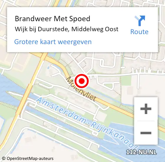 Locatie op kaart van de 112 melding: Brandweer Met Spoed Naar Wijk bij Duurstede, Middelweg Oost op 27 april 2022 17:28