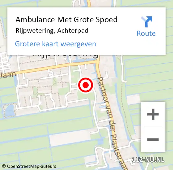 Locatie op kaart van de 112 melding: Ambulance Met Grote Spoed Naar Rijpwetering, Achterpad op 27 april 2022 17:28