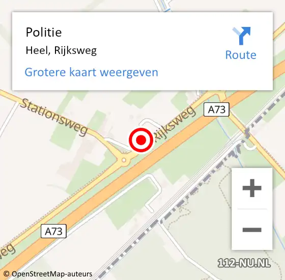 Locatie op kaart van de 112 melding: Politie Heel, Rijksweg op 27 april 2022 17:41