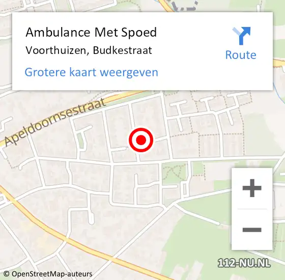 Locatie op kaart van de 112 melding: Ambulance Met Spoed Naar Voorthuizen, Budkestraat op 27 april 2022 17:53