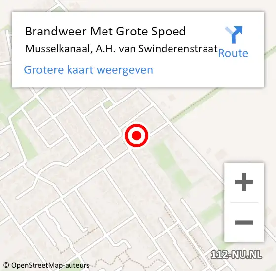 Locatie op kaart van de 112 melding: Brandweer Met Grote Spoed Naar Musselkanaal, A.H. van Swinderenstraat op 27 april 2022 17:56