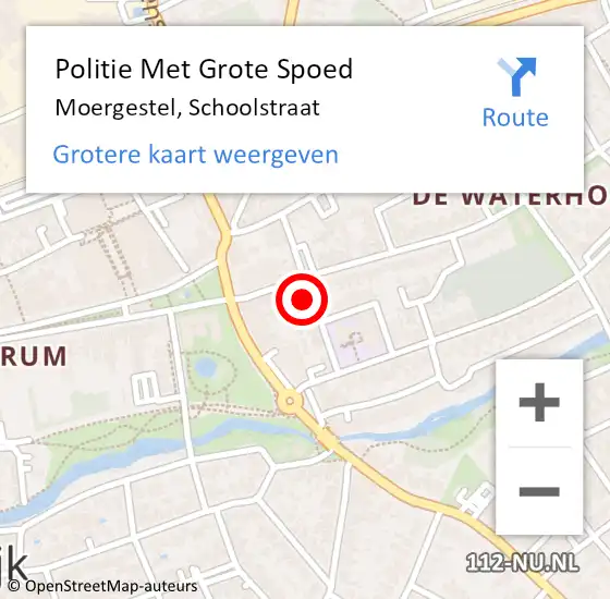 Locatie op kaart van de 112 melding: Politie Met Grote Spoed Naar Moergestel, Schoolstraat op 27 april 2022 18:11