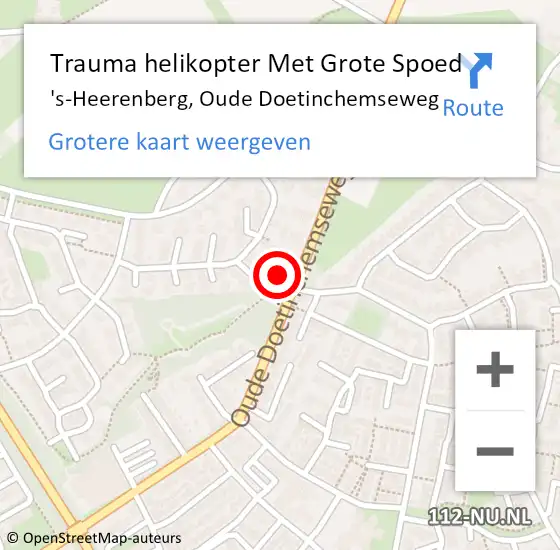Locatie op kaart van de 112 melding: Trauma helikopter Met Grote Spoed Naar 's-Heerenberg, Oude Doetinchemseweg op 27 april 2022 18:24