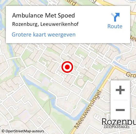 Locatie op kaart van de 112 melding: Ambulance Met Spoed Naar Rozenburg, Leeuwerikenhof op 27 april 2022 18:34