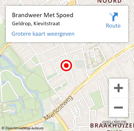 Locatie op kaart van de 112 melding: Brandweer Met Spoed Naar Geldrop, Kievitstraat op 27 april 2022 18:37