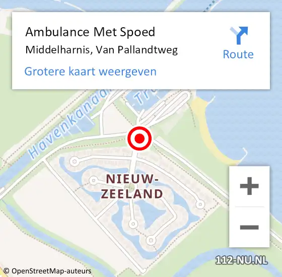 Locatie op kaart van de 112 melding: Ambulance Met Spoed Naar Middelharnis, Van Pallandtweg op 27 april 2022 18:45