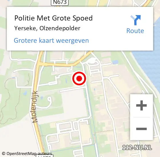 Locatie op kaart van de 112 melding: Politie Met Grote Spoed Naar Yerseke, Olzendepolder op 27 april 2022 19:11