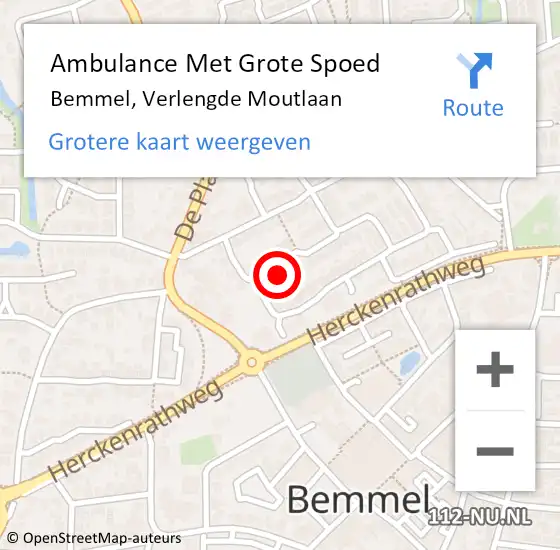 Locatie op kaart van de 112 melding: Ambulance Met Grote Spoed Naar Bemmel, Verlengde Moutlaan op 27 april 2022 19:11