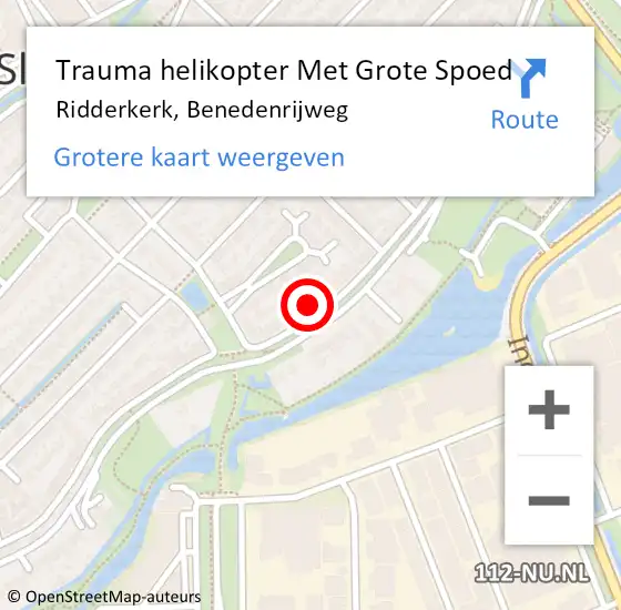 Locatie op kaart van de 112 melding: Trauma helikopter Met Grote Spoed Naar Ridderkerk, Benedenrijweg op 27 april 2022 19:27