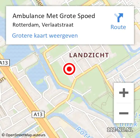 Locatie op kaart van de 112 melding: Ambulance Met Grote Spoed Naar Rotterdam, Verlaatstraat op 27 april 2022 19:30