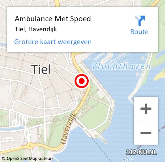 Locatie op kaart van de 112 melding: Ambulance Met Spoed Naar Tiel, Havendijk op 27 april 2022 19:51