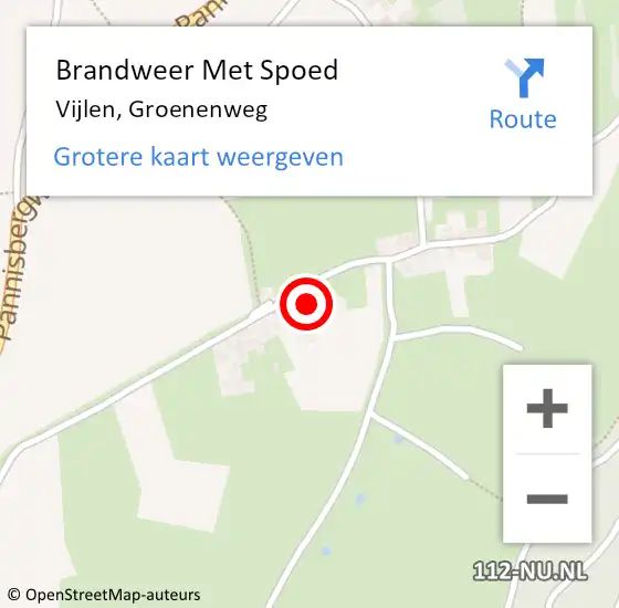 Locatie op kaart van de 112 melding: Brandweer Met Spoed Naar Vijlen, Groenenweg op 27 april 2022 20:05