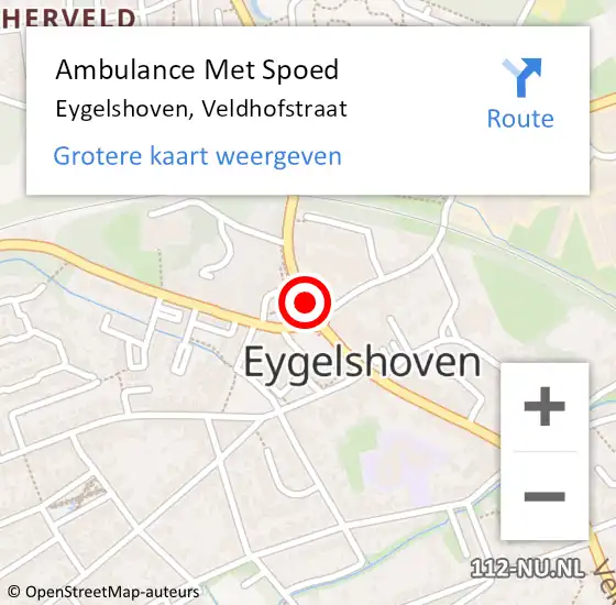 Locatie op kaart van de 112 melding: Ambulance Met Spoed Naar Eygelshoven, Veldhofstraat op 15 juli 2014 18:35