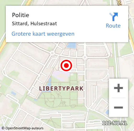 Locatie op kaart van de 112 melding: Politie Sittard, Hulsestraat op 27 april 2022 20:08