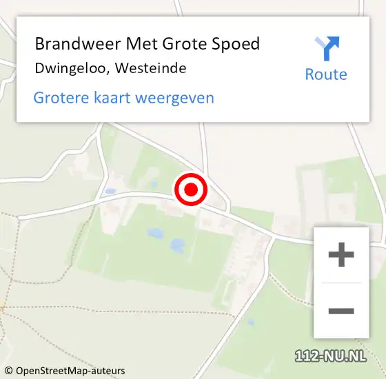 Locatie op kaart van de 112 melding: Brandweer Met Grote Spoed Naar Dwingeloo, Westeinde op 27 april 2022 20:08